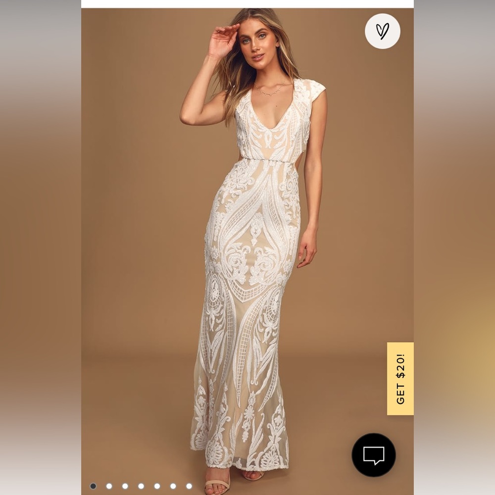 NWT Lulu’s White Sequins Mermaid Formal Dress